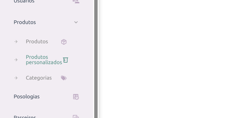 Menu de Produtos Personalizados